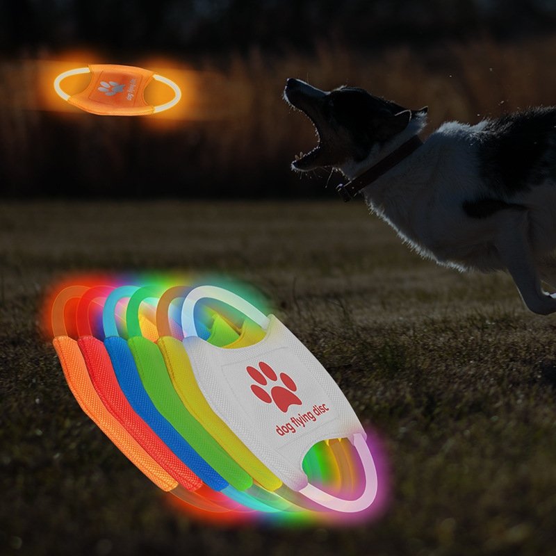 Pet Dog Flying Disc Interactive Dog Toys Flying Disc Ball Light Up Glow In Dark Frisbeed Flying Disc Fetch Toy