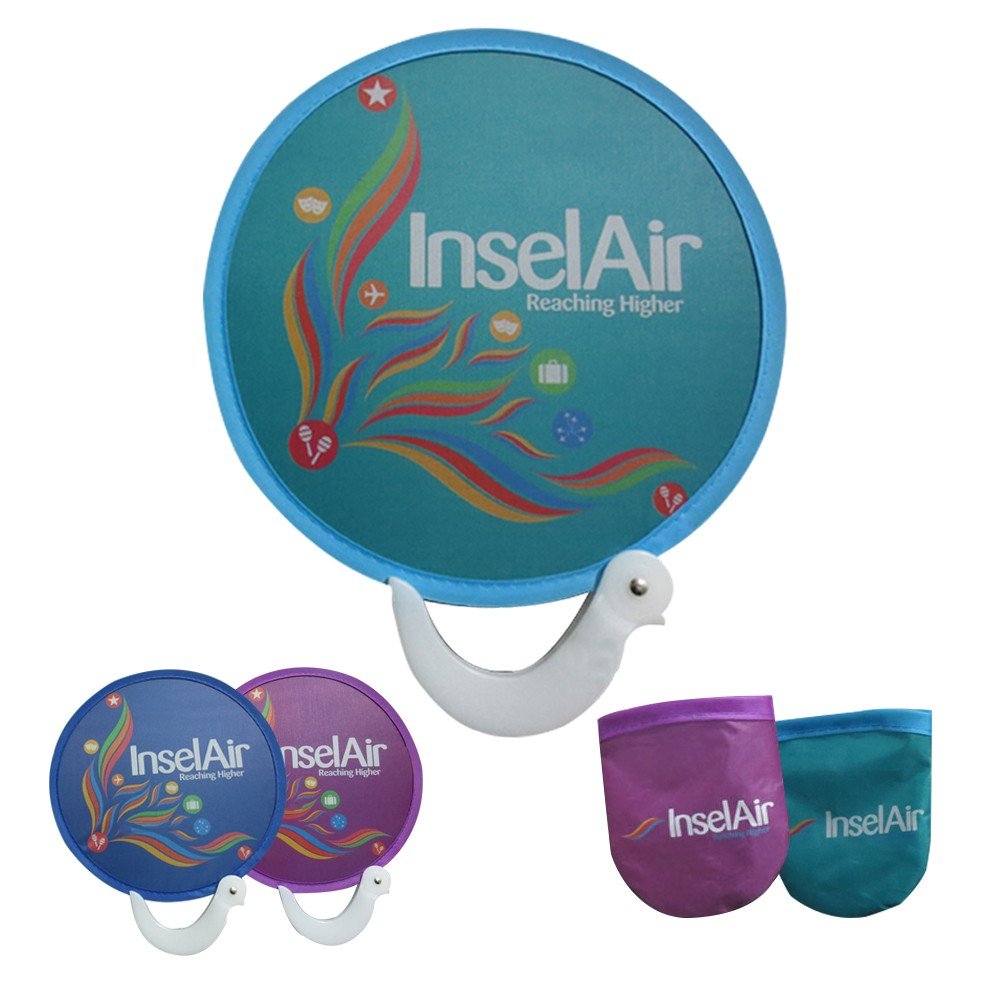 Personalized Pride Collapsible Foldable Nylon Fan With Pouch Fold Up Handle Fan Flying Disc Customized Logo Fan with Pocket