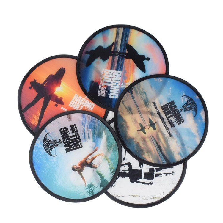 Custom Multifunctional Collapsible Frisbeed Foldable Flying Handheld Fan Fold Up Nylon Flyer Folding Disc With Pouch