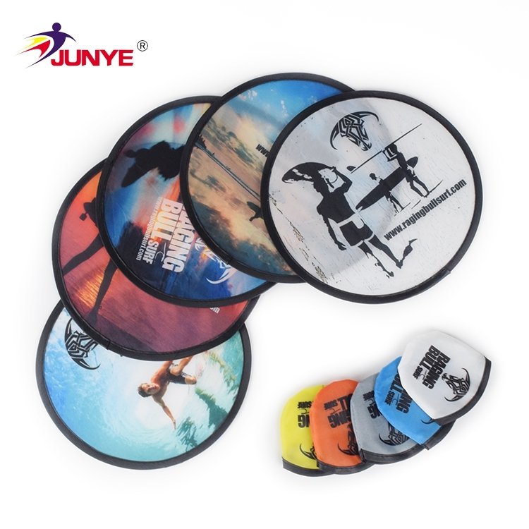 Custom Multifunctional Collapsible Frisbeed Foldable Flying Handheld Fan Fold Up Nylon Flyer Folding Disc With Pouch