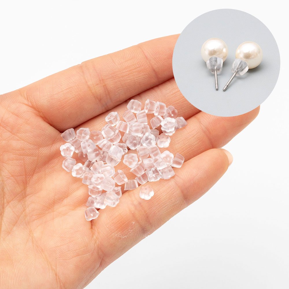Clear Rubber Earwire Clutch earring parts loop jewellery Stainless steel Rubber earring backs