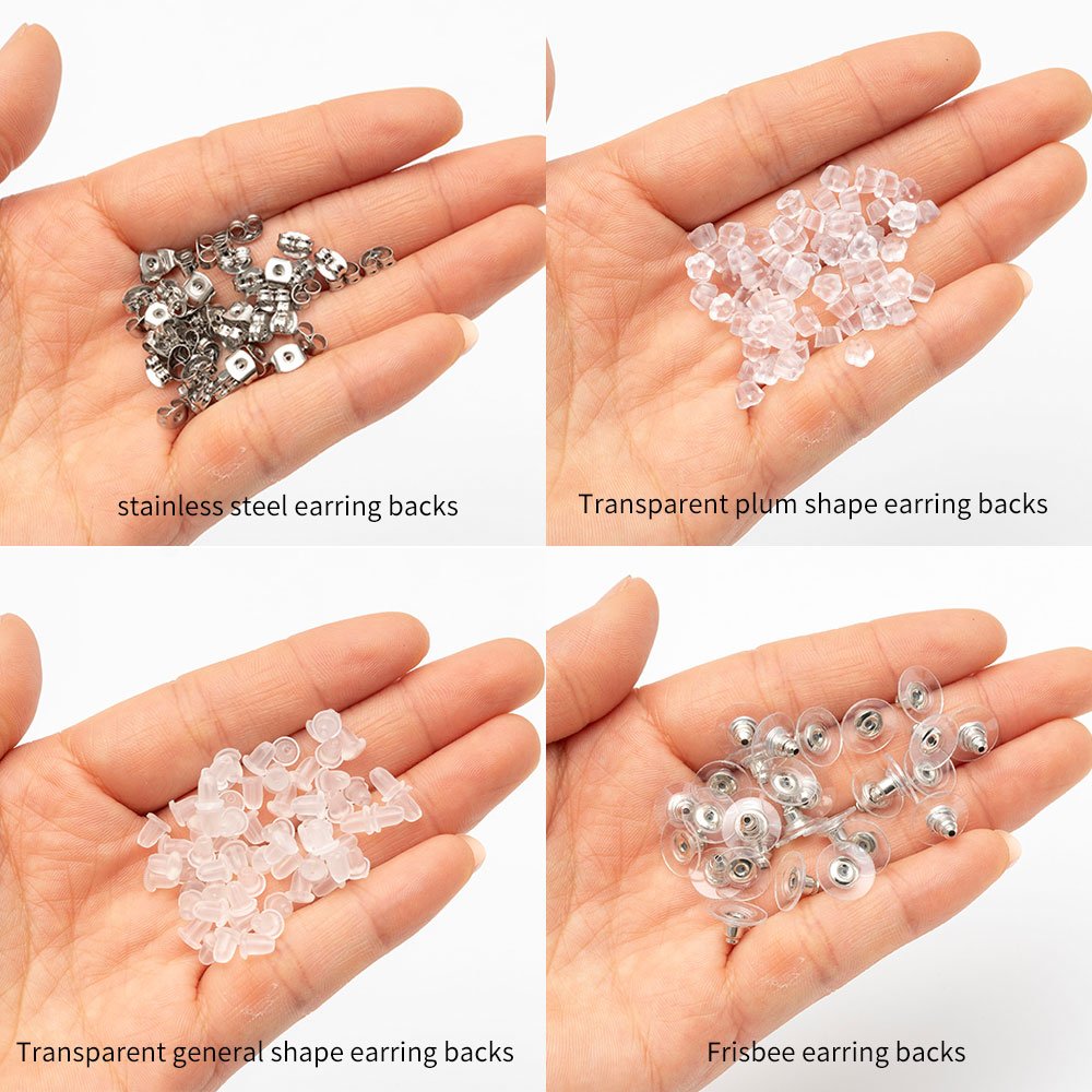 Clear Rubber Earwire Clutch earring parts loop jewellery Stainless steel Rubber earring backs