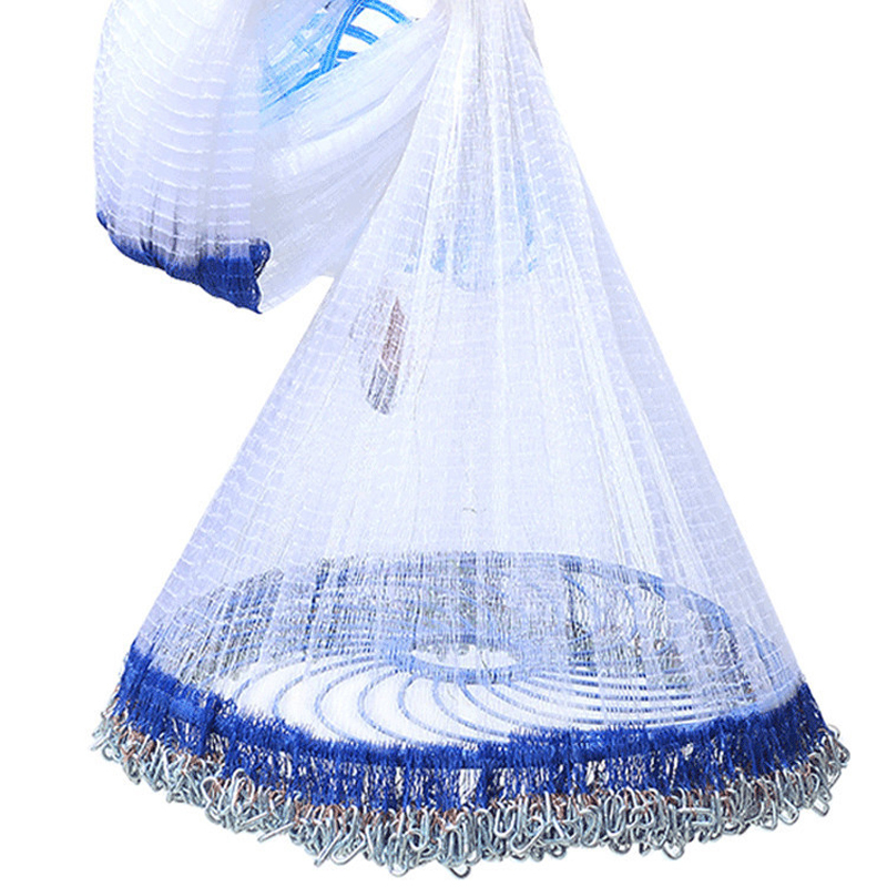 Newest 5-12 Feet height white chain sinker frisbee cast net fishing throw hand