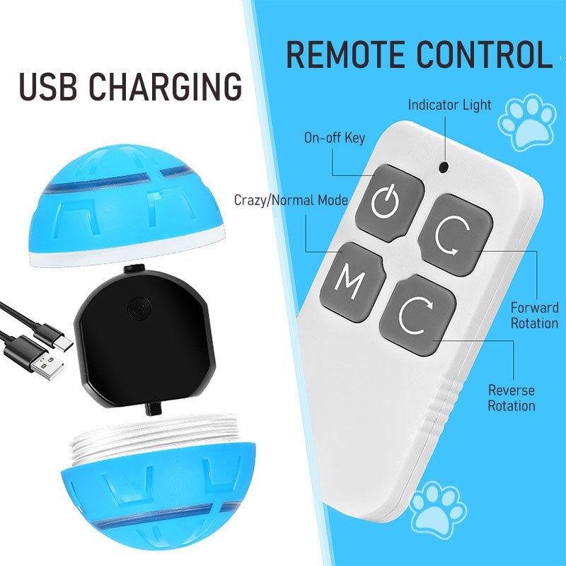 USB Automatic Round Toy Balls Smart Electronic Moving Bouncing Jumping Dog Ball Interactive Dog Toy Active Rolling Ball