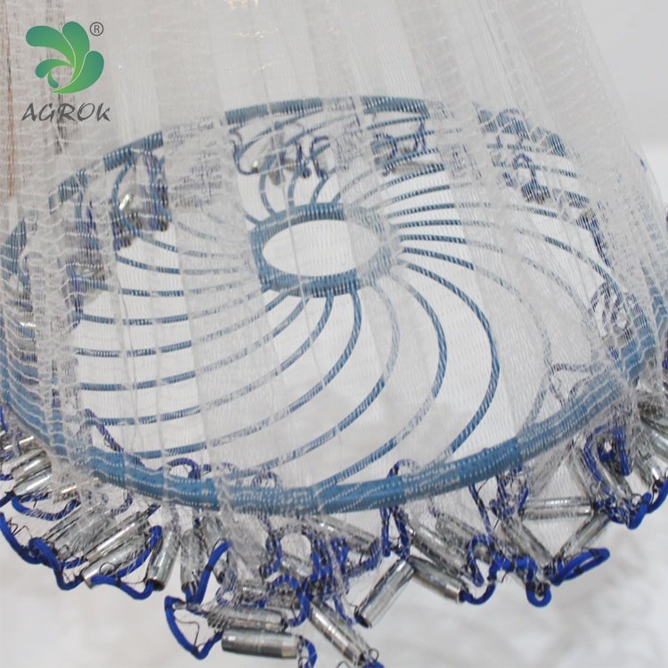 AGROK High Quality 8ft Frisbee Cast Net Nylon Monofilament Drawstring Easy Throw Fishing Net with Zinc Iron Sinker
