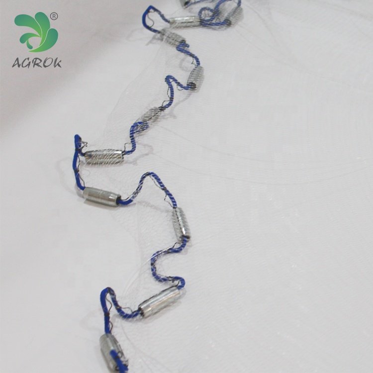 AGROK High Quality 8ft Frisbee Cast Net Nylon Monofilament Drawstring Easy Throw Fishing Net with Zinc Iron Sinker