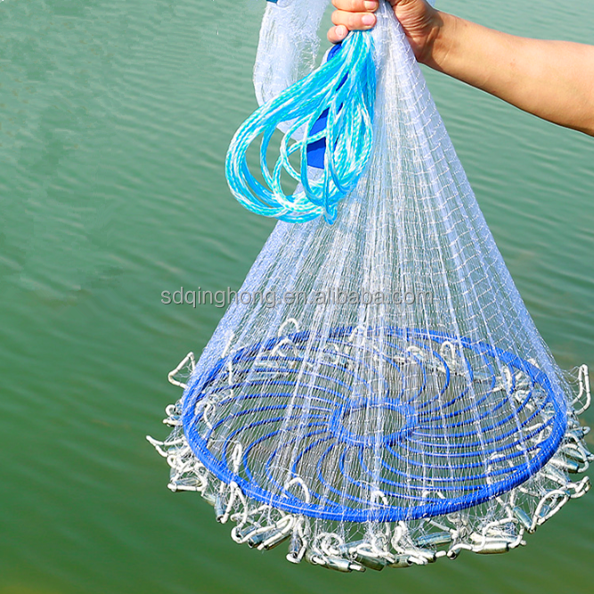 15 Feet Nylon monofilament fishing net throwing cast net with chain for sale