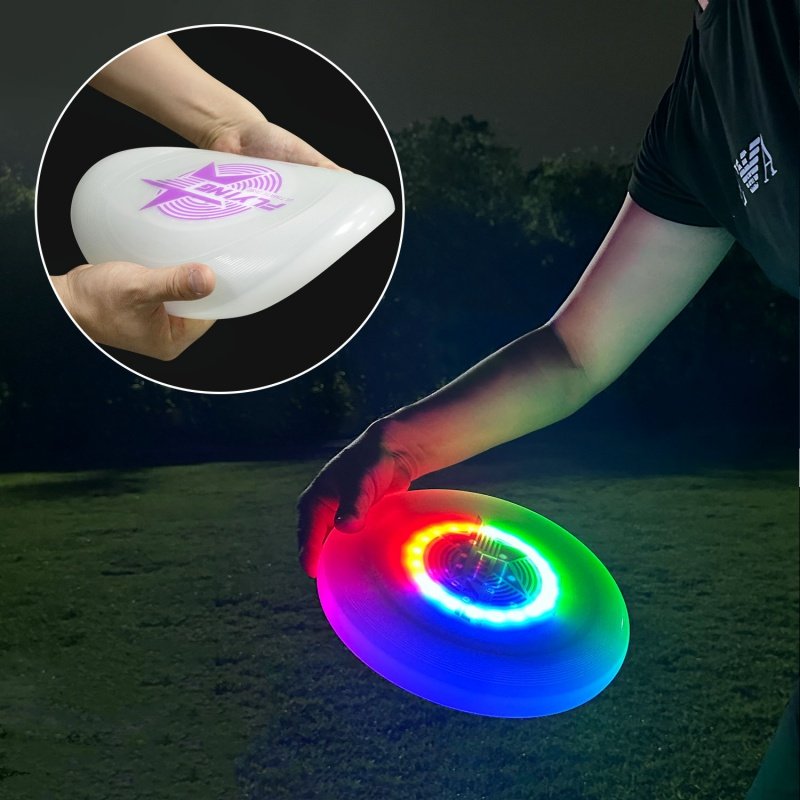 Outdoor Beach & Camping Games Frisbee Smart Auto Light Up 360 LED Flying Disc PE Frisbee