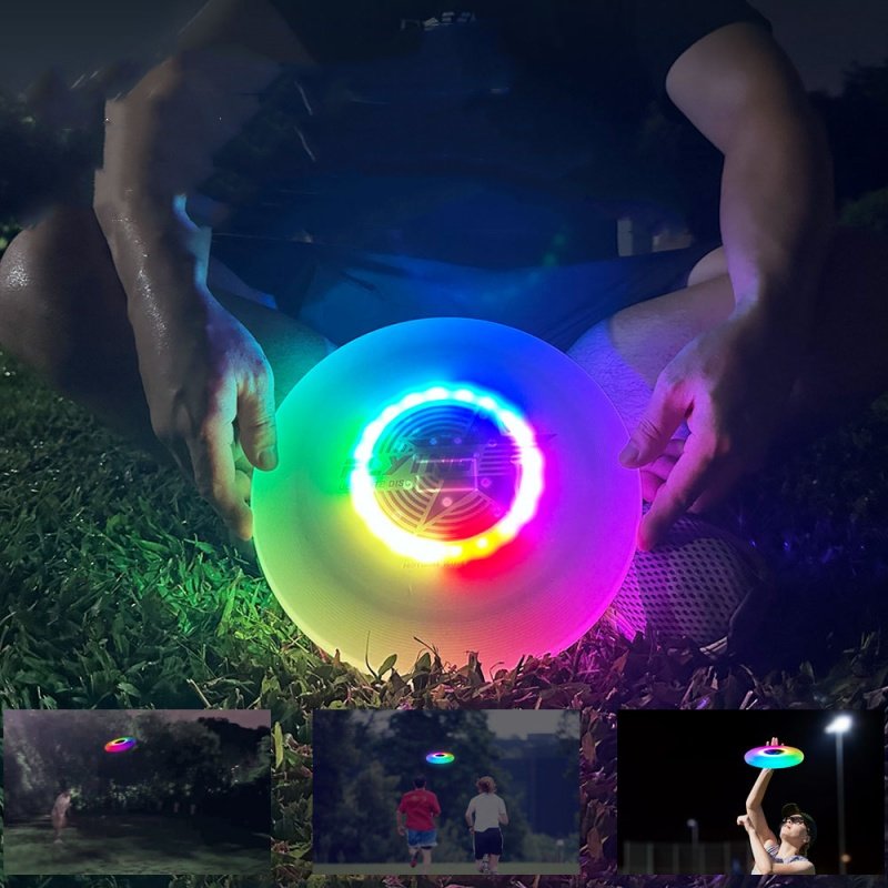 Outdoor Beach & Camping Games Frisbee Smart Auto Light Up 360 LED Flying Disc PE Frisbee