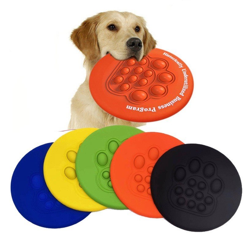 Round Pet Dog Rubber Pet Training Chew Toys Bite Resistant Silicone Flying Disk Dog Frisbees