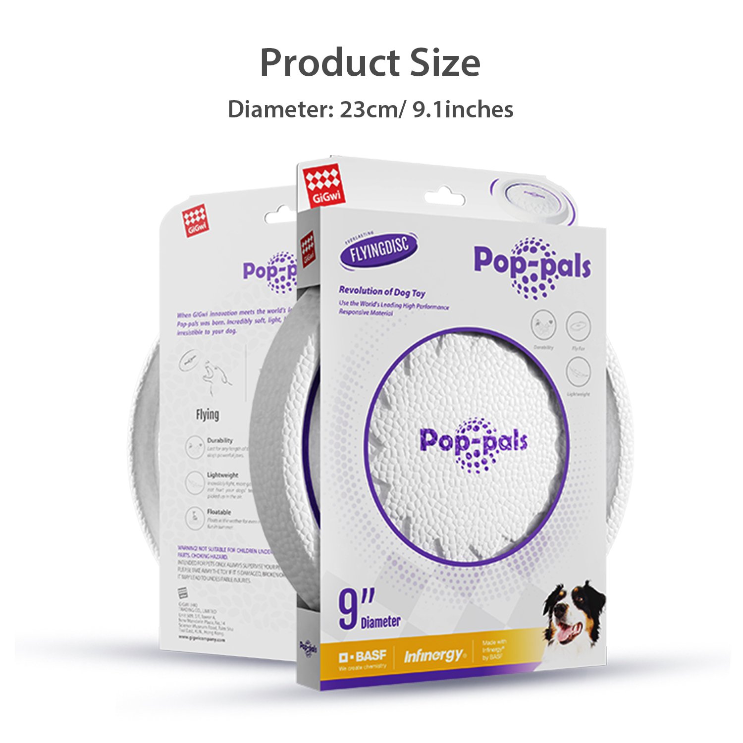 GiGwi Pop-pals Flyingdisc dog toy easy to clean outdoor training dog interactive toys
