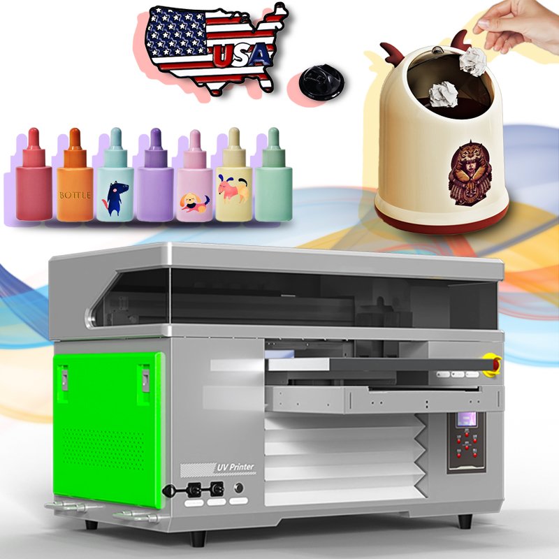The latest 4060 UV DTF printer desktop A2 UV printer printing swimming cap pen wooden brand AB glue varnish UV inkjet printer