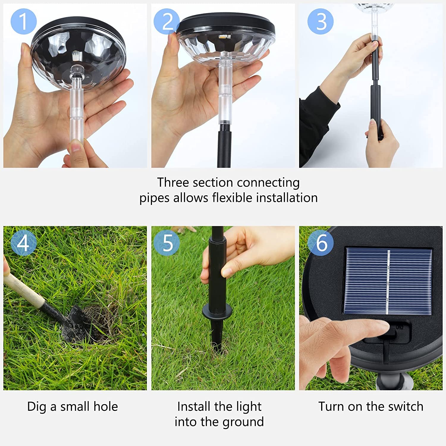 Best Seller Outdoor Landscape RGB Color Changing Waterproof Ground Plug Lamp LED Solar Garden Lawn Lights Pathway