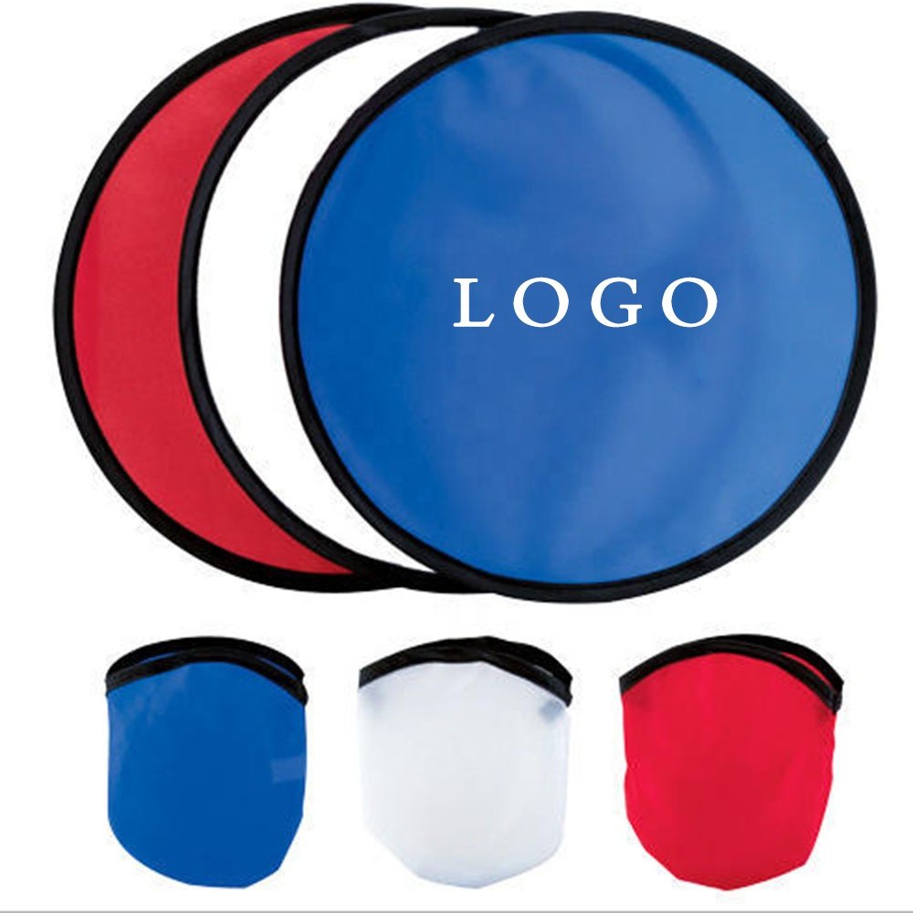 2023 Hot sell promotional Custom Polyester Nylon Pet Dog Fying Disc Toy Round Folding Flyer with Matching Pouch for Advertising