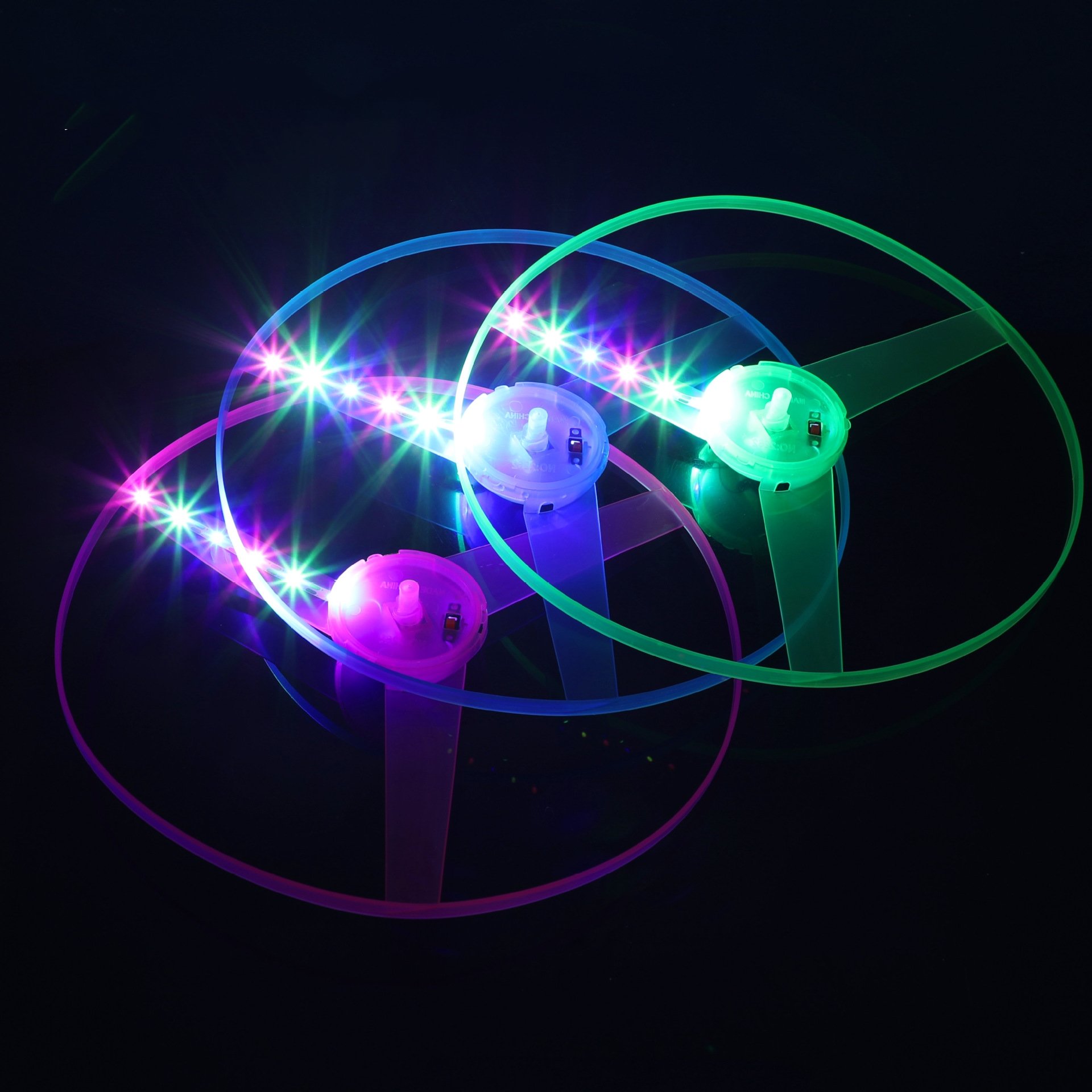 Frisbee plastic hand rotation push led flashing toy flying saucer outdoor toys pull line light up flying saucer toy