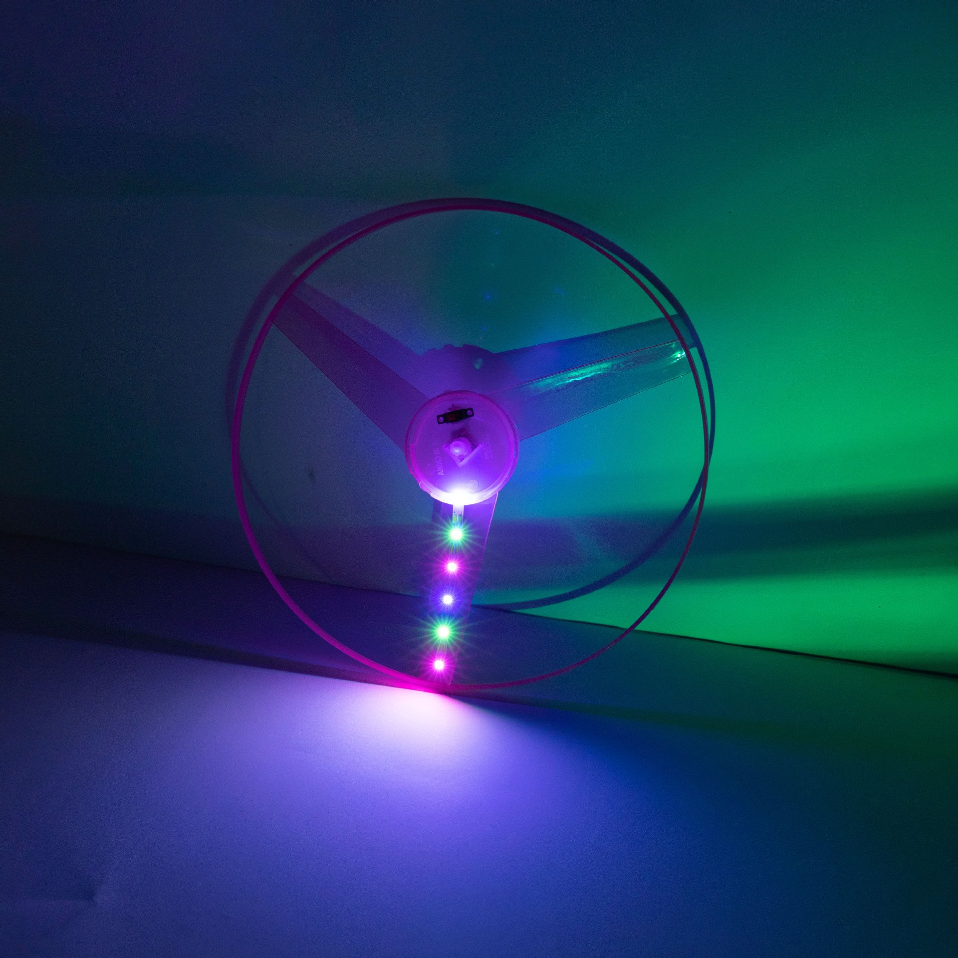 Frisbee plastic hand rotation push led flashing toy flying saucer outdoor toys pull line light up flying saucer toy