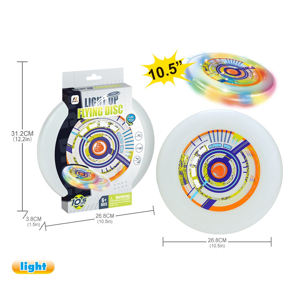 10.5 Inch Light Up Flying Disc Logo Plastic Flying Disc Mould Frisbeed Custom Outdoor Child Games