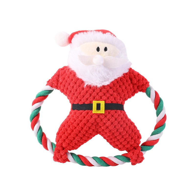 Cross-Border Explosions Plush Dog Toy Durable Christmas Frisbee Pineapple Velvet Cotton Rope Molar Bite-Resistant for Playing