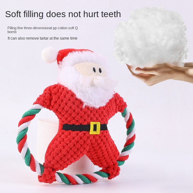 Cross-Border Explosions Plush Dog Toy Durable Christmas Frisbee Pineapple Velvet Cotton Rope Molar Bite-Resistant for Playing