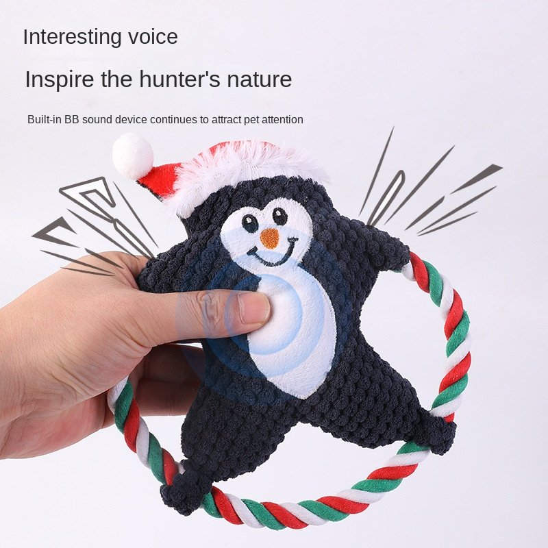 Cross-Border Explosions Plush Dog Toy Durable Christmas Frisbee Pineapple Velvet Cotton Rope Molar Bite-Resistant for Playing
