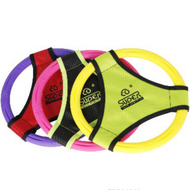 Multiple Shapes Silicone And Fabric Sewing Interactive Indestructible Dog Toy Pet Flying Disc Custom Factory