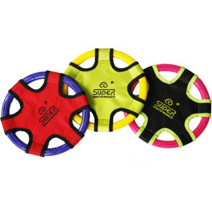 Multiple Shapes Silicone And Fabric Sewing Interactive Indestructible Dog Toy Pet Flying Disc Custom Factory