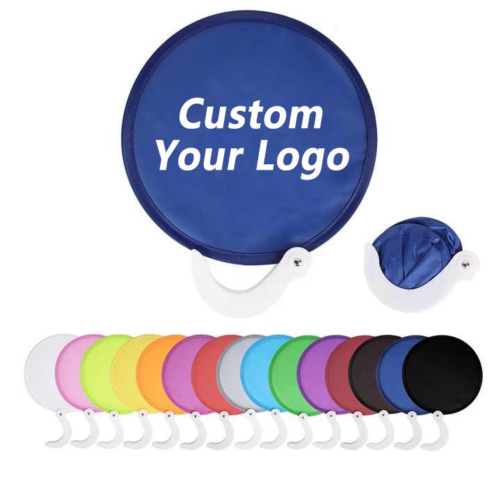 Custom Outdoor Kids Flying Frisbeed Sports Foldable Flyer Folding Handheld Fan Nylon Round Flying Disc