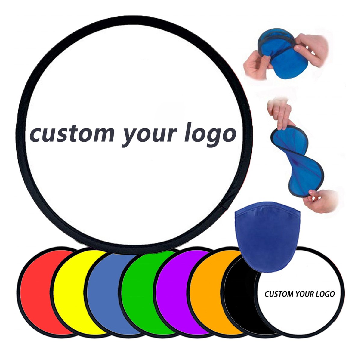 Custom Outdoor Kids Flying Frisbeed Sports Foldable Flyer Folding Handheld Fan Nylon Round Flying Disc
