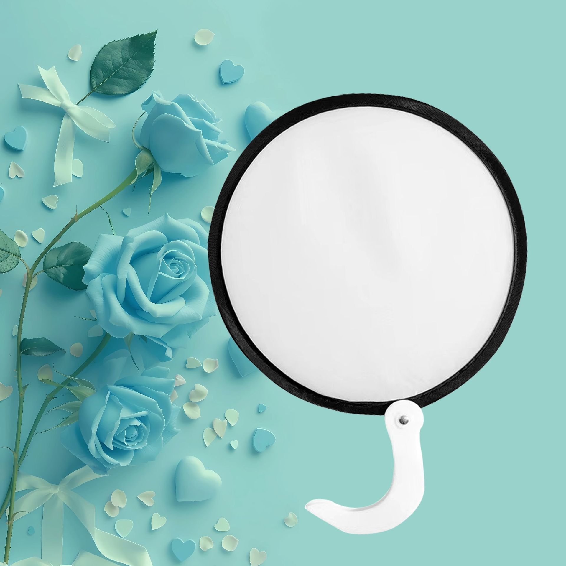 Wholesale Hot Sale Portable Pocket Flyer Frisbeed Foldable Nylon Round Hand Fan With Pouch