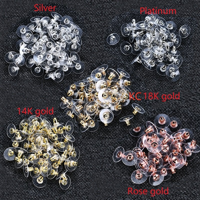 1000pcs/bag 12MM copper thick silver large film gold earrings earplugs environmentally friendly DIY frisbee bullet ear plugs