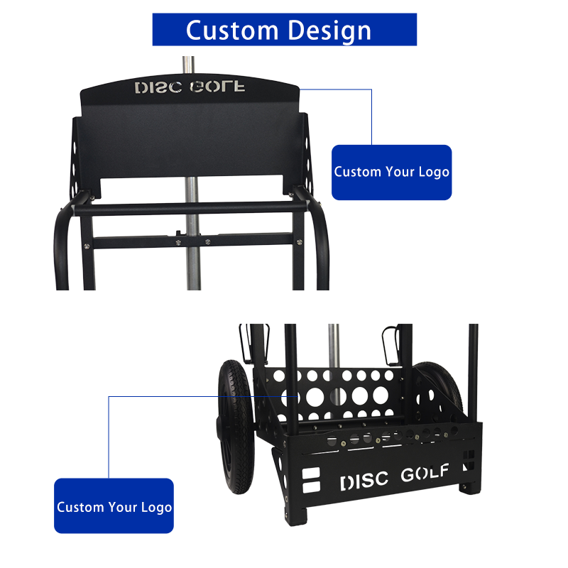 High Quality Metal Frame Disc Golf Backpack Cart With Off-Road All-Terrain Tubeless Foam Tires