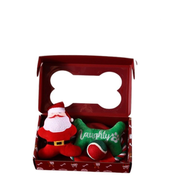 Christmas Pet Gift Set pet accessories sant for Christmas 4pcs set Knotted Frisbee Toy Ball Dog Chewing