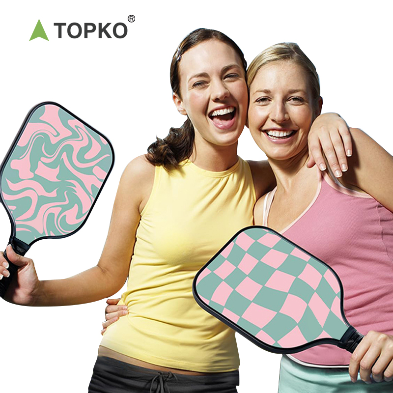 TOPKO In Stock Fiberglass Pickleball Paddle Set Colored pattern outdoor sports 4-ball, 2-racket, 1-pack pickleball Racket set