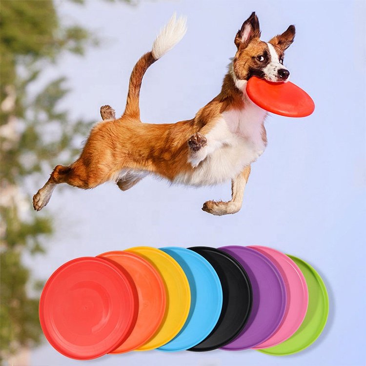 Factory Custom Round Pet Dog Pet Training Chew Toys Bite Resistant Silicone Flying Disk Frisbeed