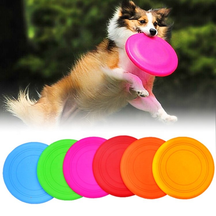 Factory Custom Round Pet Dog Pet Training Chew Toys Bite Resistant Silicone Flying Disk Frisbeed