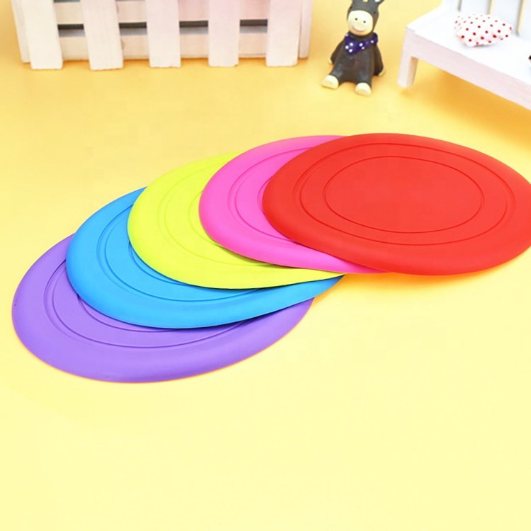 Factory Custom Round Pet Dog Pet Training Chew Toys Bite Resistant Silicone Flying Disk Frisbeed