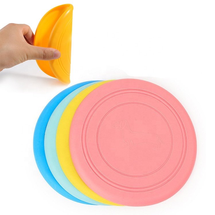 Factory Custom Round Pet Dog Pet Training Chew Toys Bite Resistant Silicone Flying Disk Frisbeed