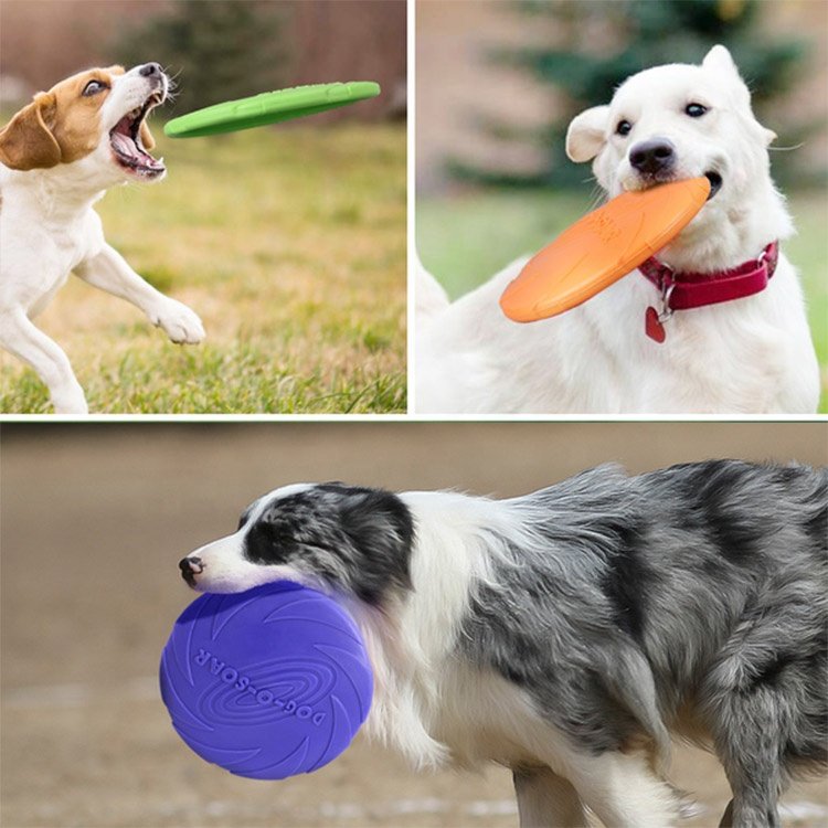 Factory Custom Round Pet Dog Pet Training Chew Toys Bite Resistant Silicone Flying Disk Frisbeed