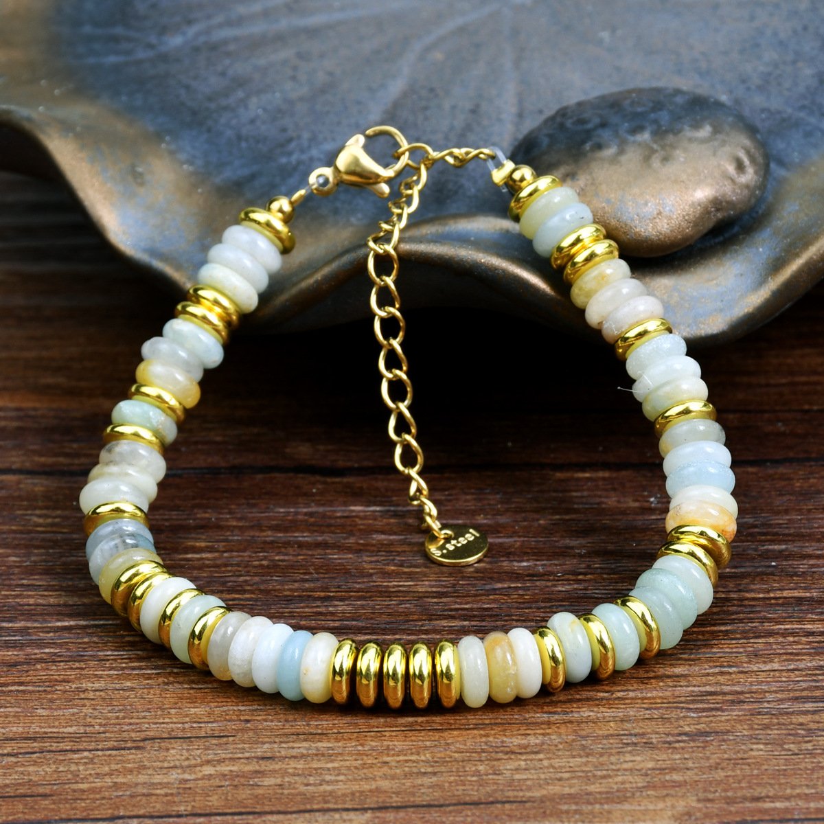 Natural stone Crystal Frisbee Bead Bracelet Women's Indian colored agate beaded girlfriends bracelet