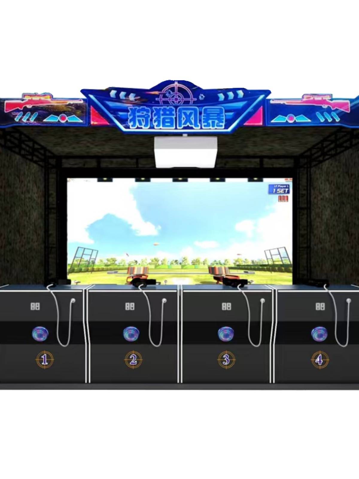A big shooting game with a luxurious night-market entertainment stand and a gun shot at the Playcraft Temple Plaza