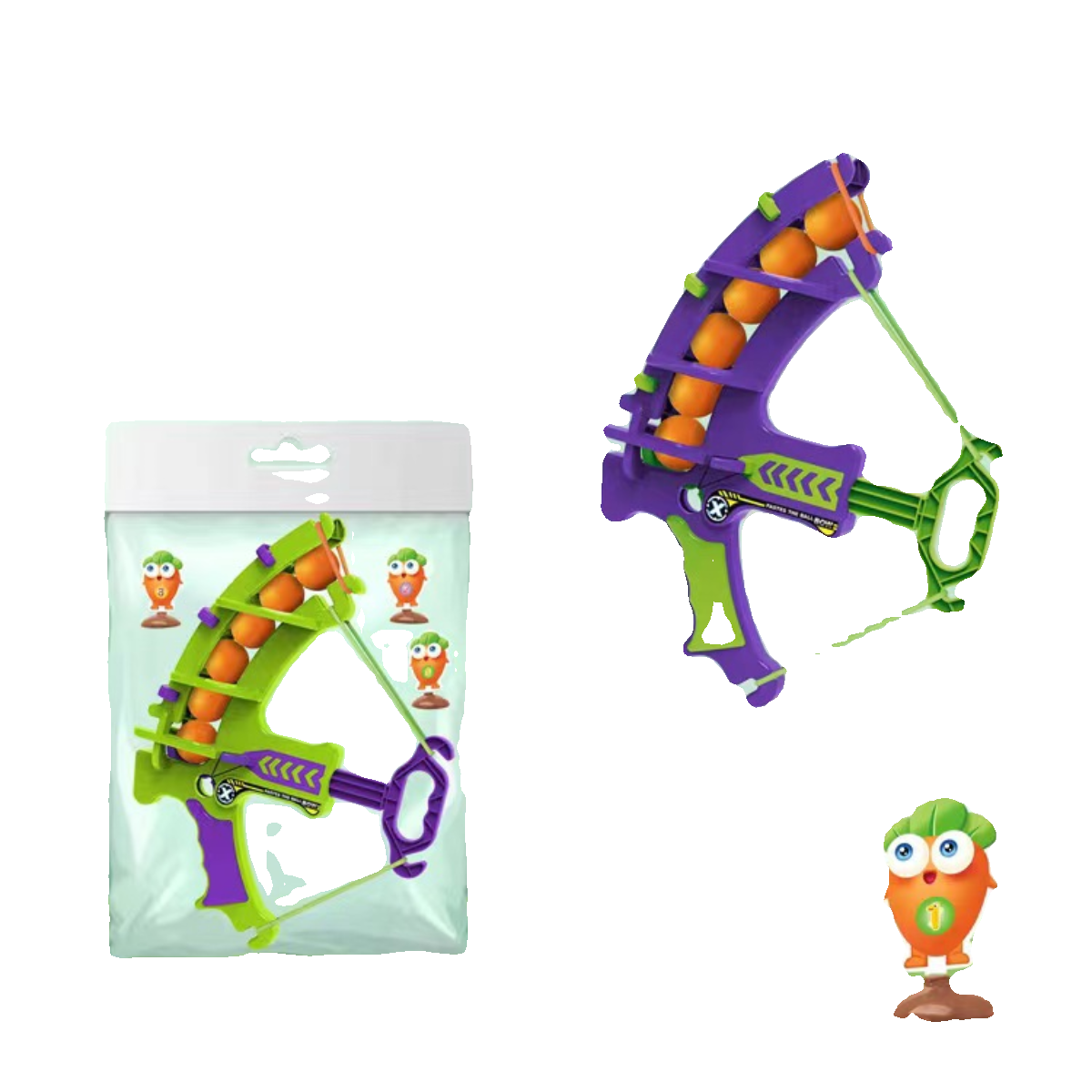 Children's shot, cotton ball, radish bow and arrow target elastic sticky ball parent -child interactive throwing shooting bow and arrow toy