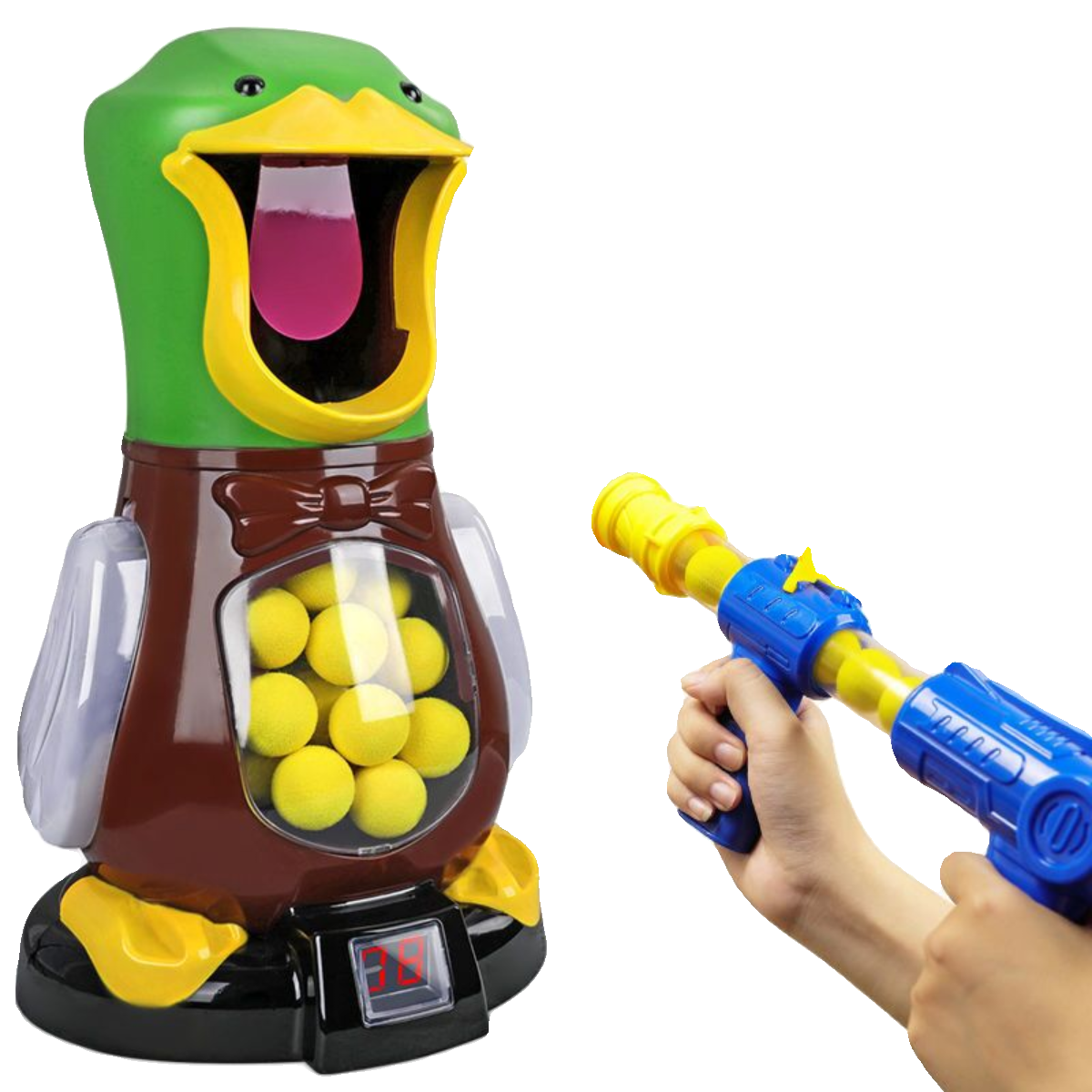 Hit me duck toy, air power soft shotgun, shooting man 3 girls 6 -year -old pirate parent -child interactive children toy gun