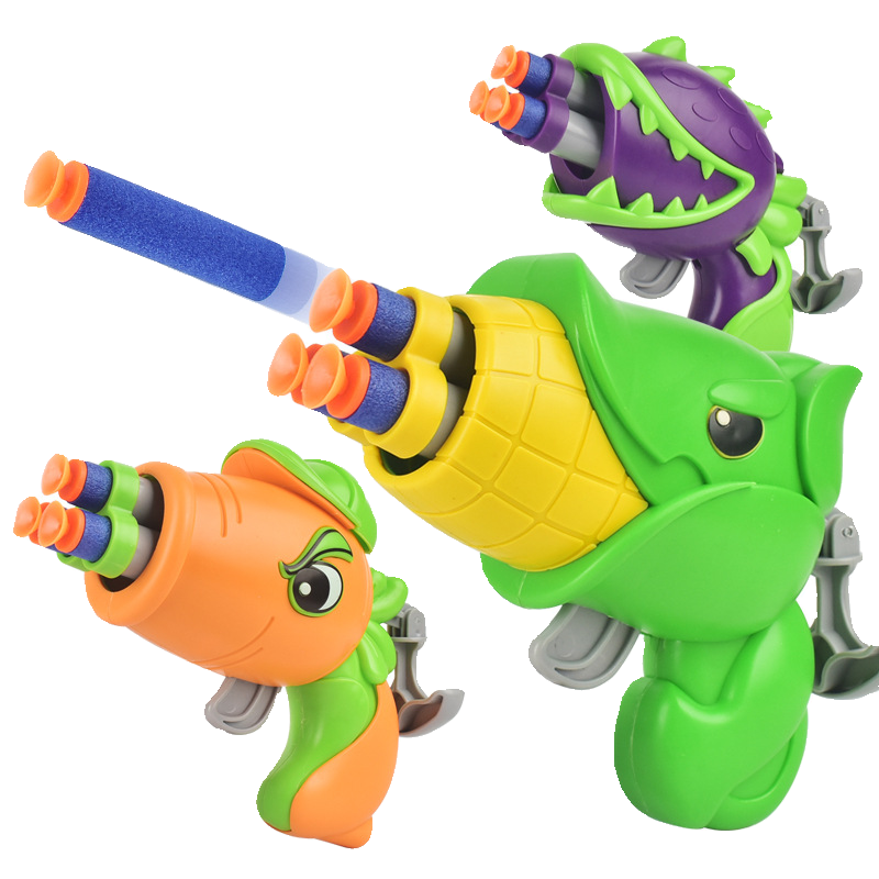 New children's plant soft shotgun, toys manually loaded children, boy shooting cartoon -toys gun soft shotgun