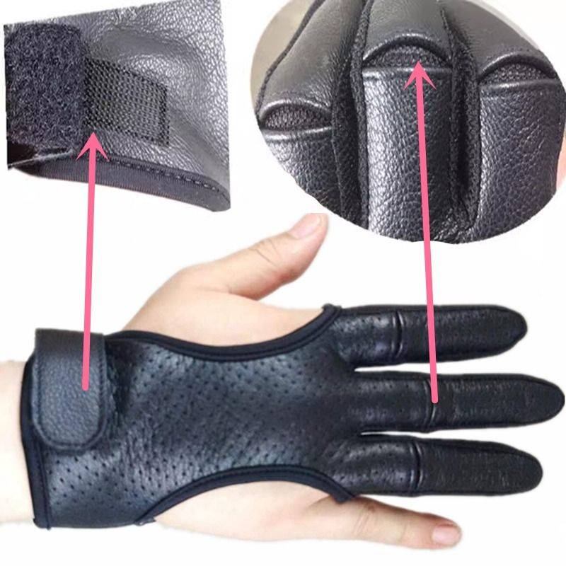 Traditional bow rotation bow and arrow Mediterranean deer skin three finger guards gloves shot shooting arrow leather protective gear ejection