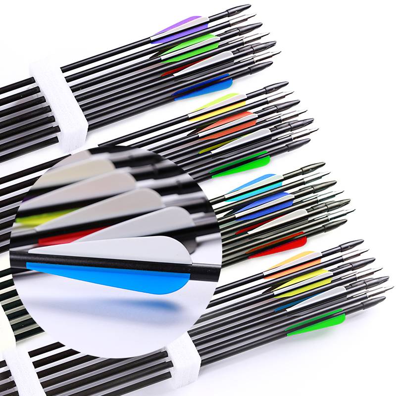 Bow and arrow adult hunting outdoor arrow shooting glass fiber arrow 3K pure carbon arrow mixed carbon arrow traditional arrow true feather arrow