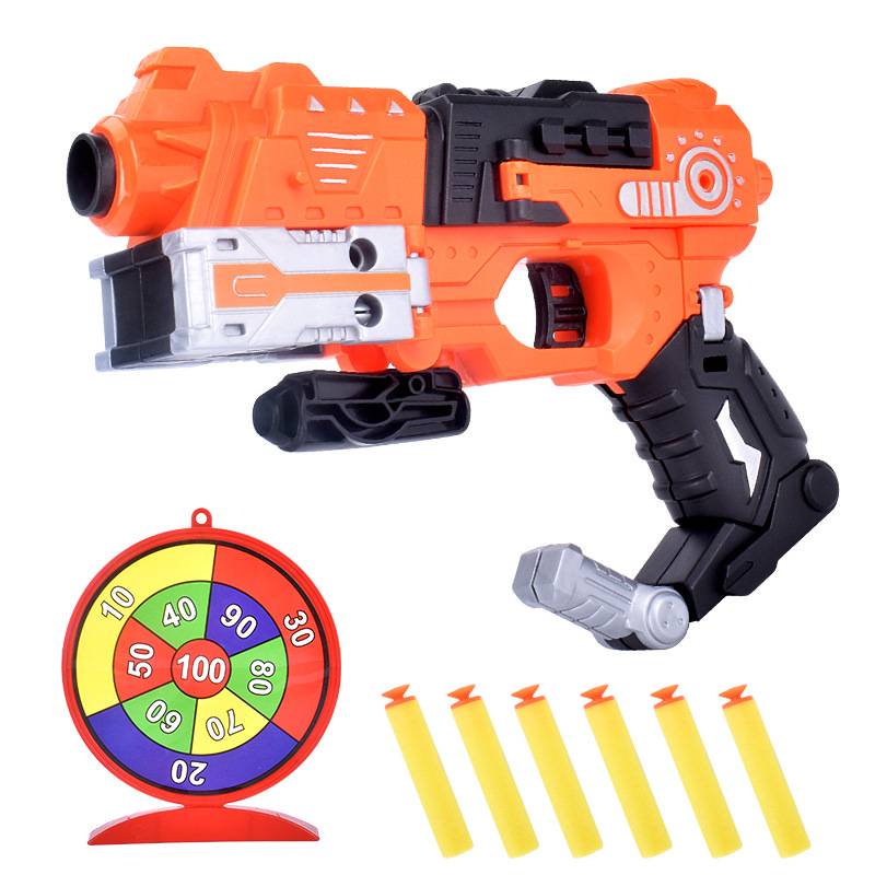Little boy deformed robot soft shotgunting outdoor shooting, shooting soft playback toy gun, children's pistol toy gift