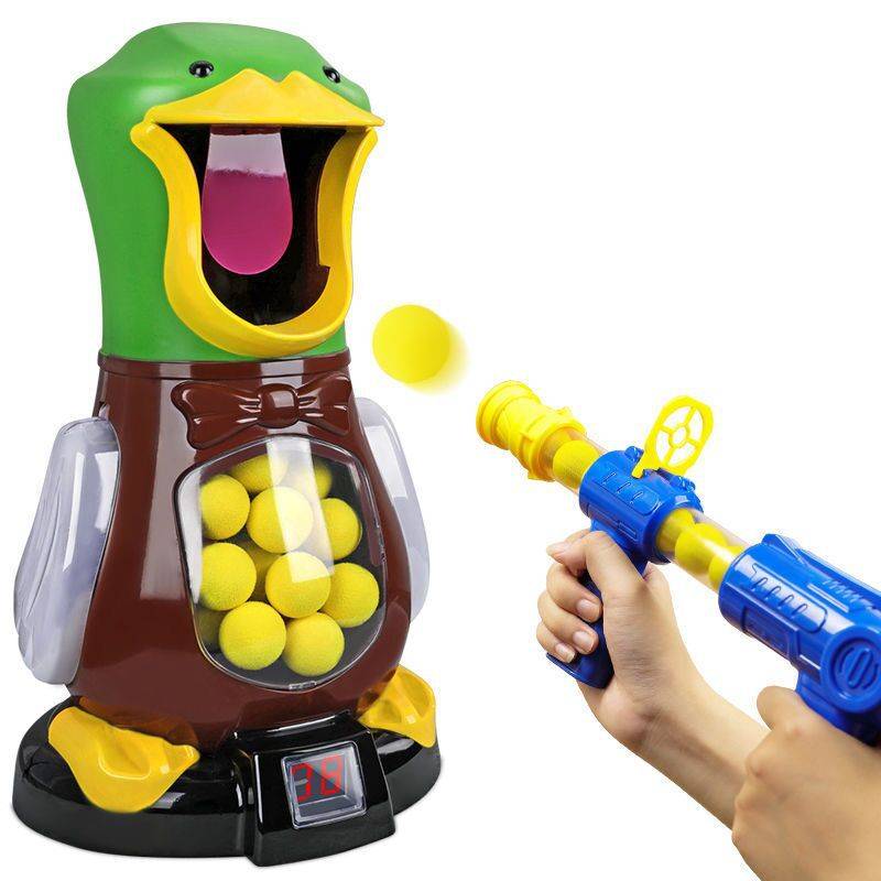 Children hit me duck toy, air dynamic soft shotgun, shooting man 3 girls 6 -year -old Yizi interactive toy gun