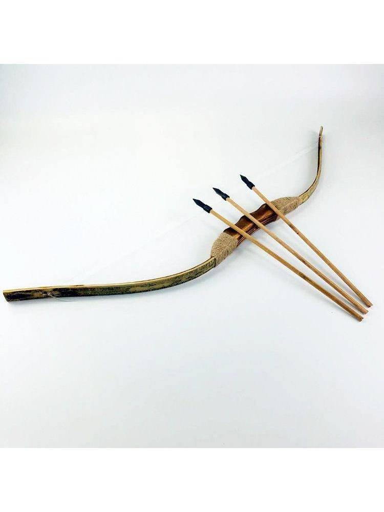 Antique bamboo wooden bow and arrow traditional props stage performance safety children's bow and arrow set outdoor shooting toys bow