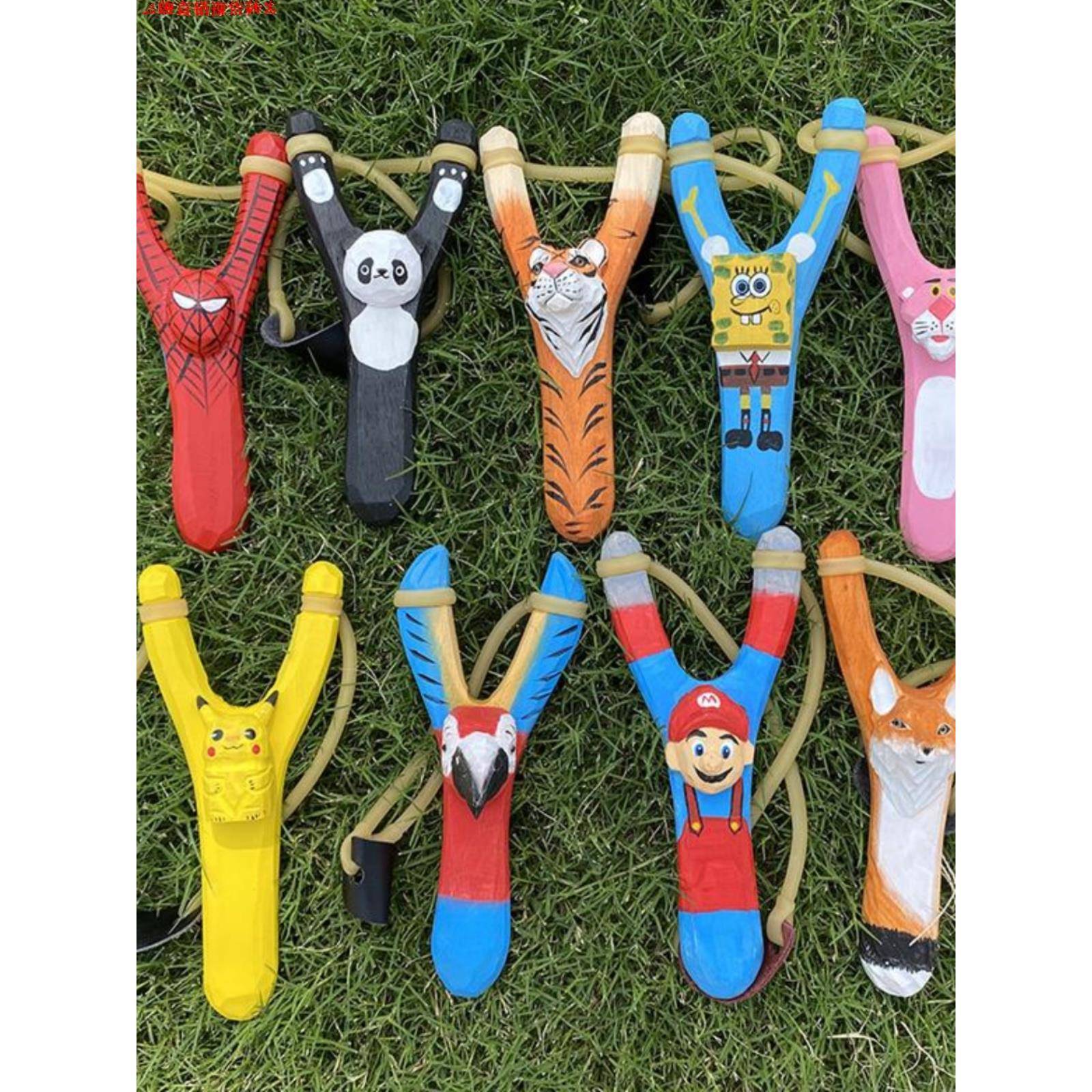 Children's slingshot safety Creative toy traditional cartoon handmade woodcarvan animal shooting outdoor mud pill boy gift