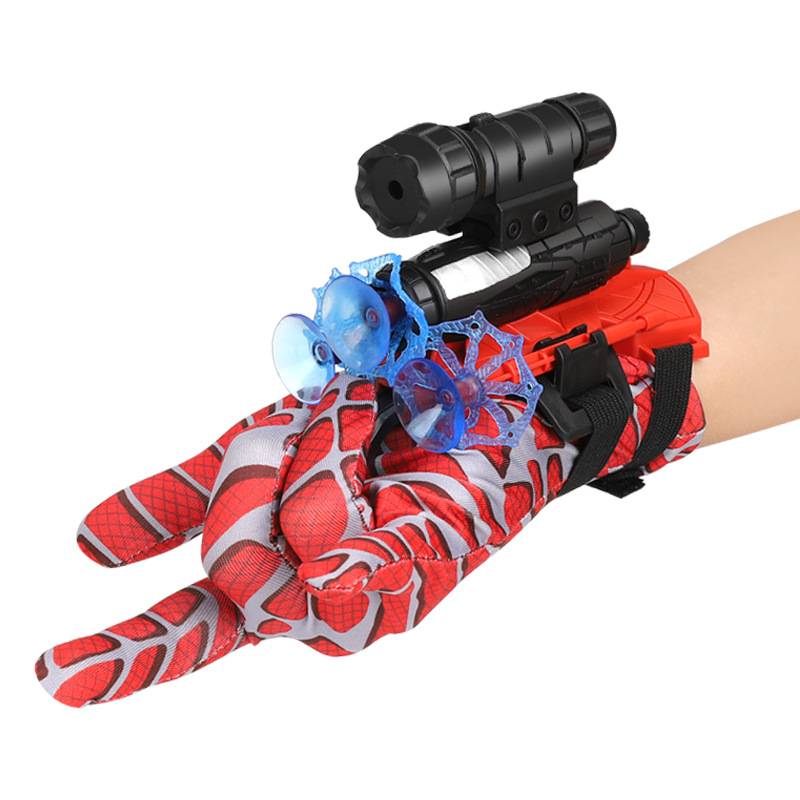 Spider-wire launcher Spider-Sniper Gloves, 6-year-old boy with a soft-ball gun
